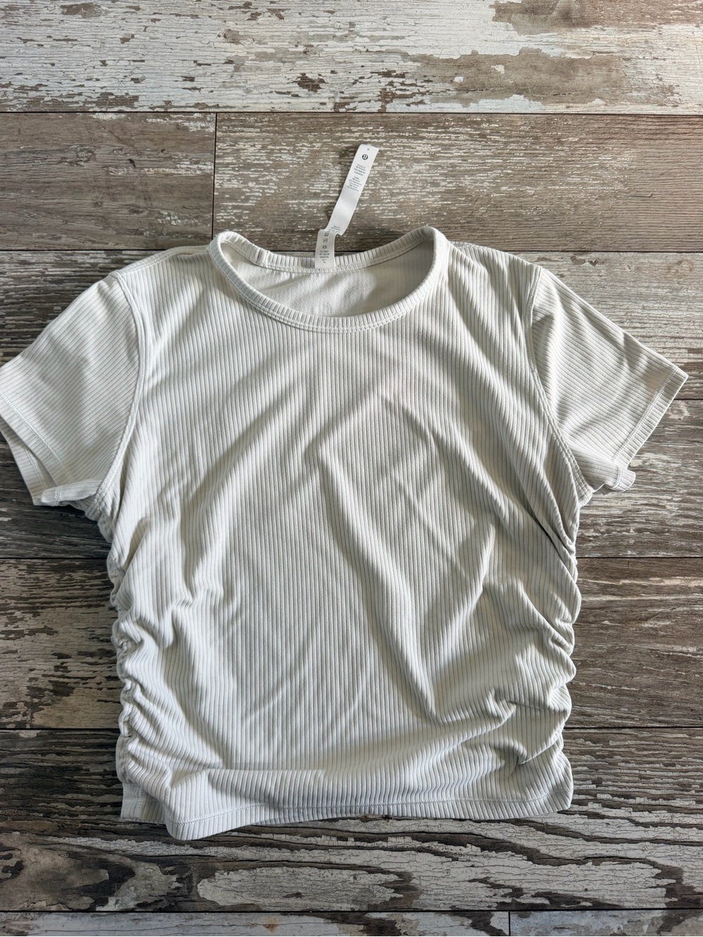 Lululemon All It Takes Ribbed Nulu Tee in Bone Size 6